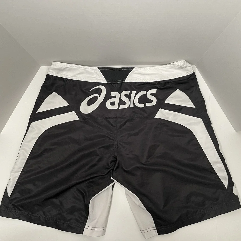 Asics Razor Shorts Mens 36 Running MMA Boxing Lightweight Black White Elastic